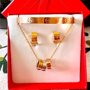 10K Inspired Tri-color sets of 3, Necklace, Bangle and Earrings
